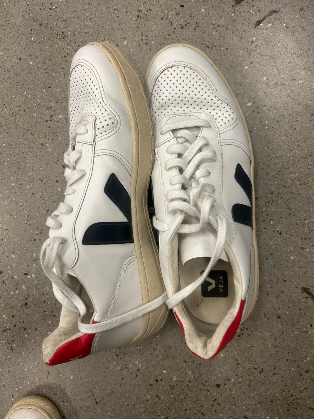 VEJA V-10 Leather Sneakers White Nautico Pekin Red Tab Men's